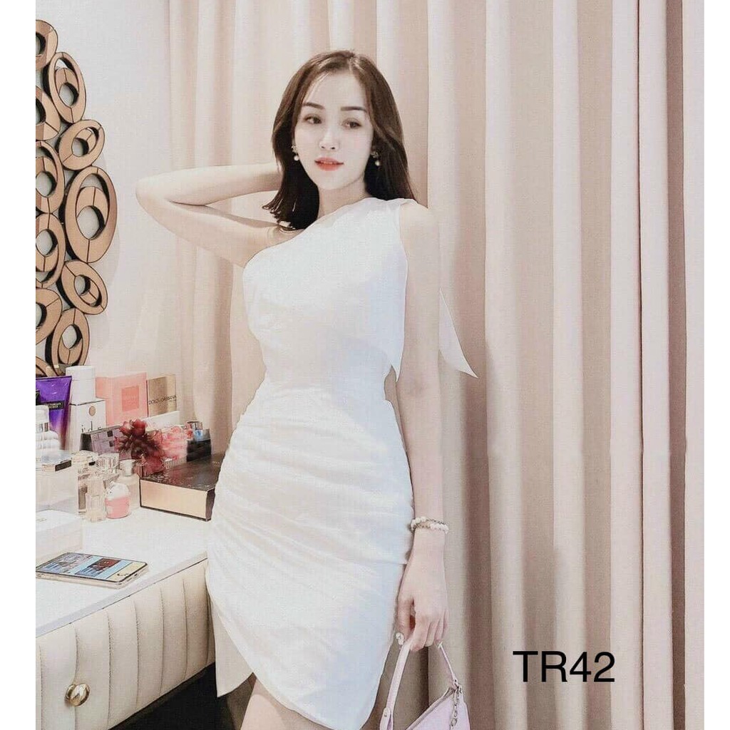 Đầm dự tiệc lệch vai body quyến rũ đi tiệc đi chơi màu trắng, màu đỏ, màu nude TR42
