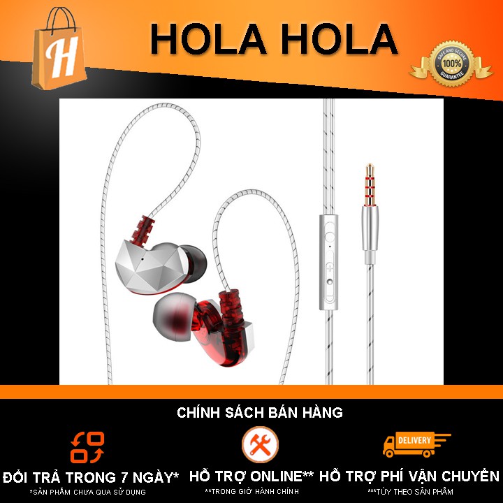 Tai nghe nhét tai Bluetooth QKZ CK6 Diamond (Đỏ, Xanh Dương)