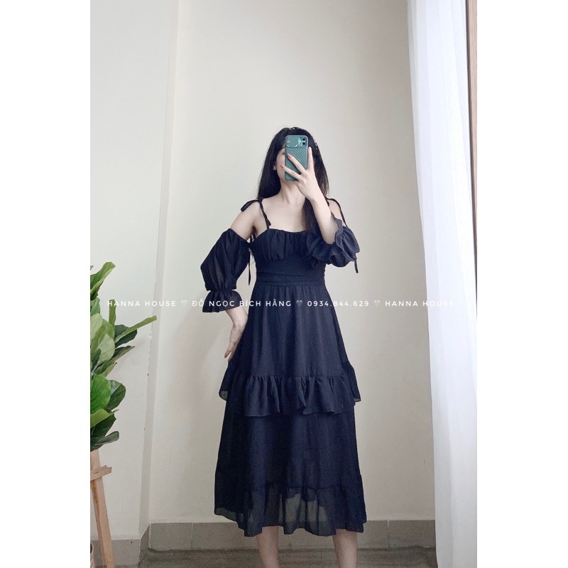 [ẢNH CHÍNH CHỦ]_Đầm Maxi 2s Voan Chiffon Rớt vai bèo xòe tầng Du lịch 4 Màu 1468 | BigBuy360 - bigbuy360.vn