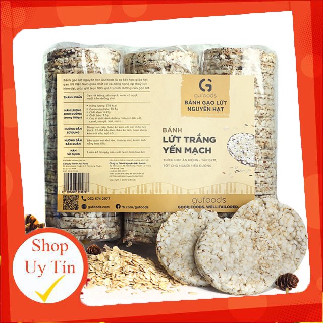 Bánh gạo lứt ăn kiêng, tập GYM GUfoods (500g) - 3 vị yến mạch, tím than, huyết rồng Liên hệ mua hàng 084.209.1989