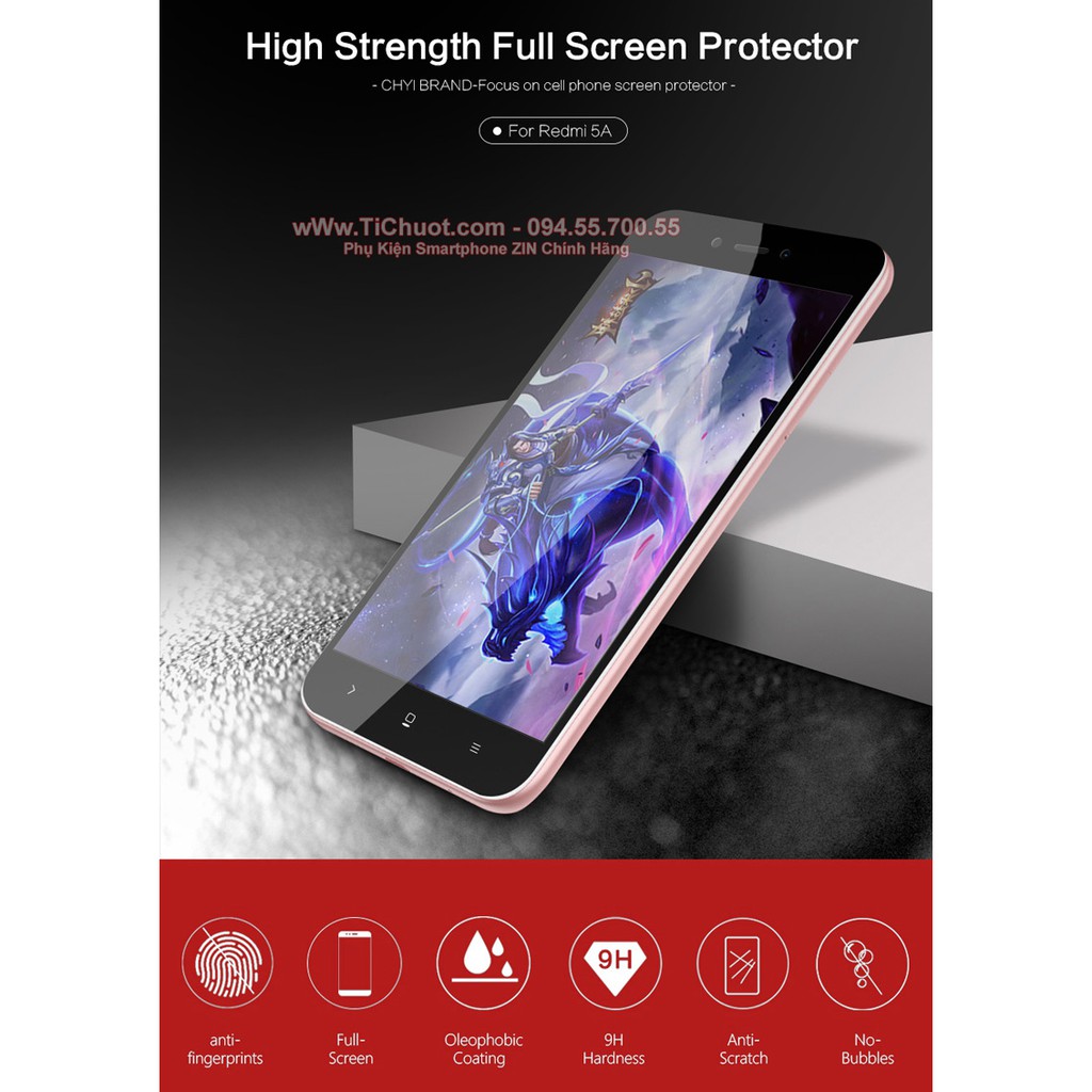 Kính Cường Lực Xiaomi Redmi 5A FULL màn, FULL KEO Silicon