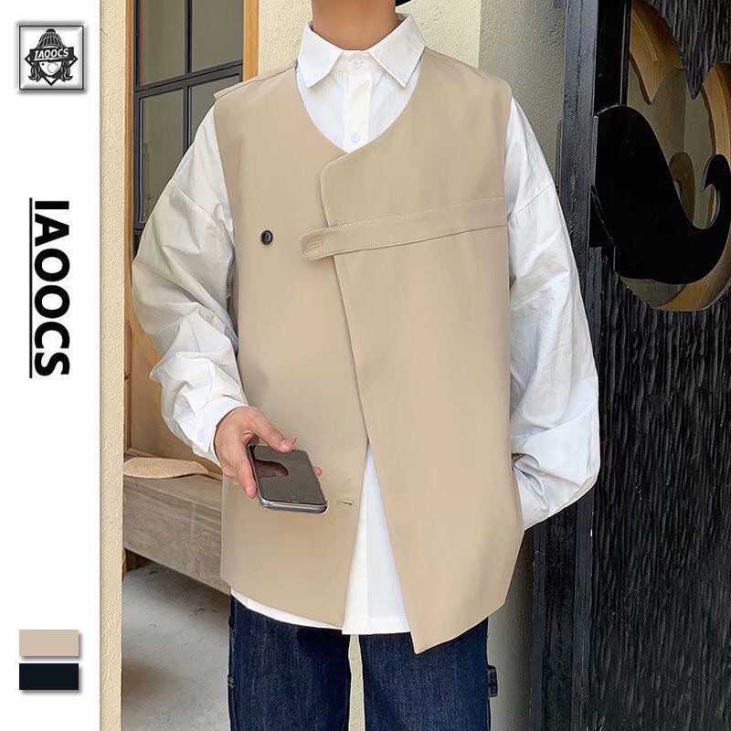 _Áo khoác gile khuy cài unisex