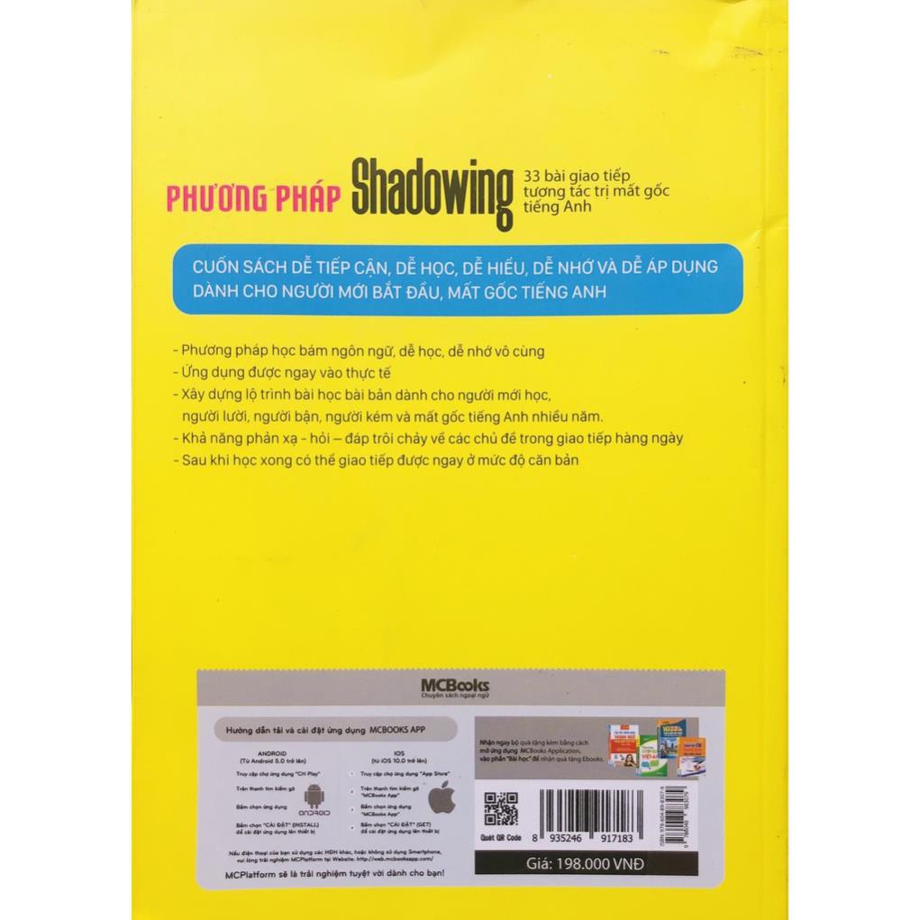 Sách - Phương Pháp Shadowing 33 Bài Giao Tiếp Tương Tác Trị Mất Gốc Tiếng Anh - Học Kèm App Online