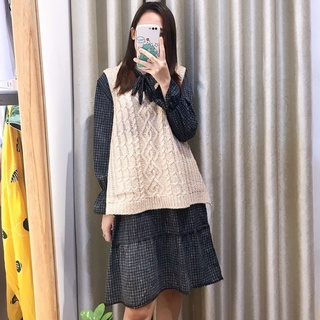 Set váy vintage + áo len gile