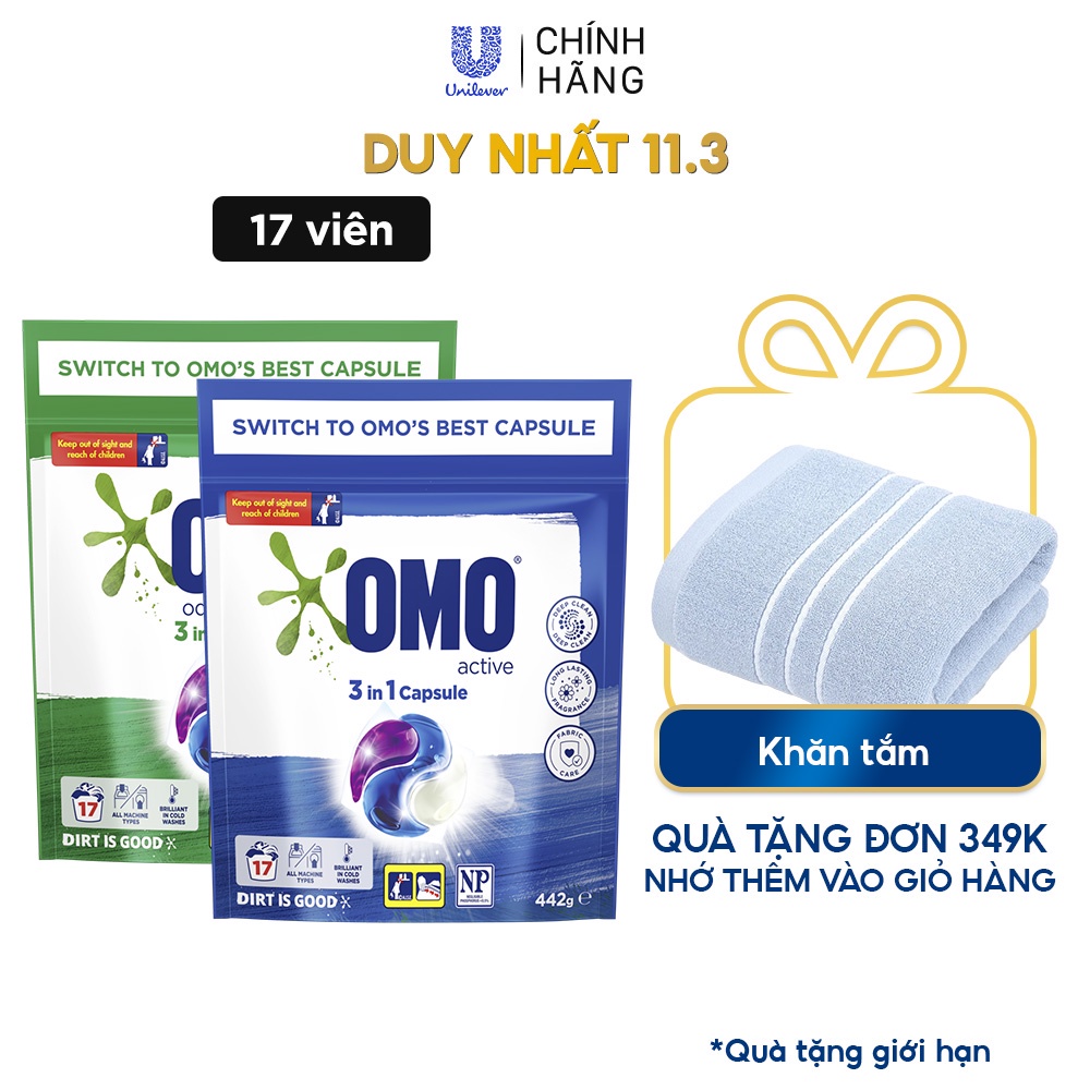 ☾❐☢Túi Viên giặt quần áo 3 trong 1 Omo cho máy cửa trước và trên Bền Màu & Khử Mùi Công nghệ Anh Quốc 17