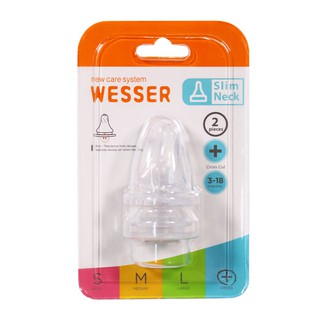 [CHÍNH HÃNG] Bộ Đôi Núm Vú Wesser Cổ Nhỏ Size + (Cho bé 3 - 18 tháng tuổi)