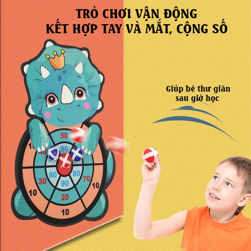 [HÀNG CÓ SẴN] Bảng phi tiêu bóng dính cho bé, bảng ném bóng gai tính điểm hình con vật ngộ nghĩnh tặng kèm 3 trái bóng