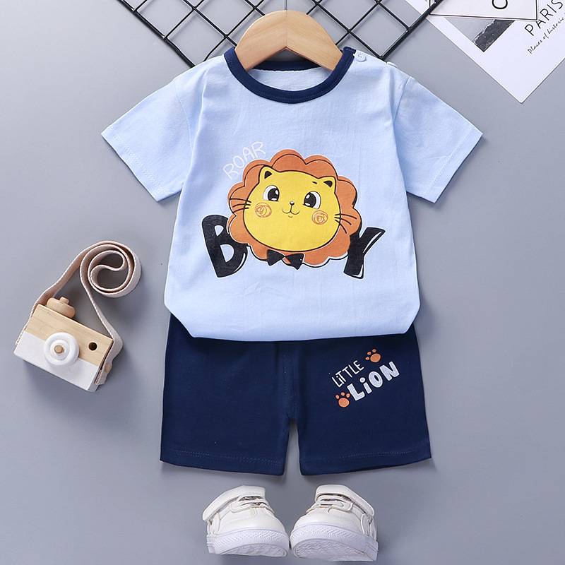 Bộ quần áo thể thao bằng cotton in họa tiết hoạt hình gấu trúc thời trang mùa hè cho bé