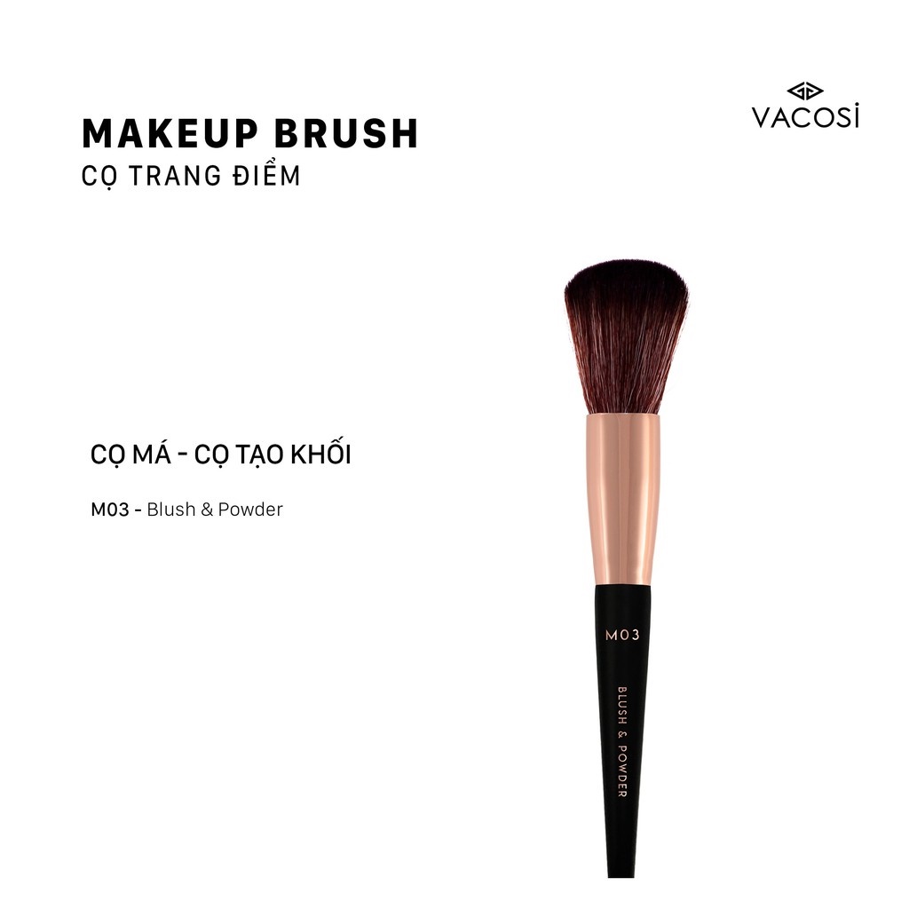 [HÀNG CHÍNH HÃNG] Cọ Phủ &amp; Má Hồng Đầu Tròn Vacosi Blush &amp; Powder Brush M03