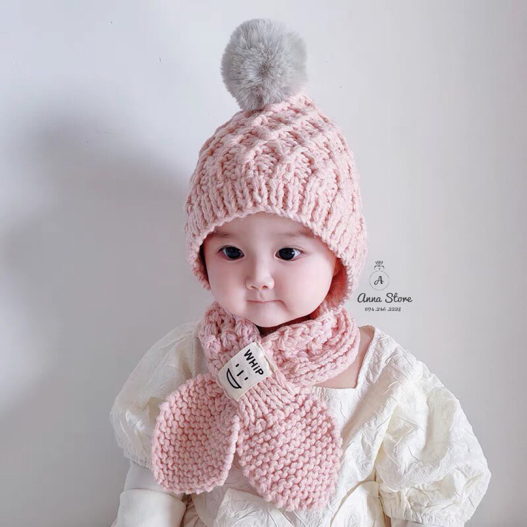 MUP 66 : Set mũ lèm khăn cho bé từ 10 tháng đến 3 tủi [ 6-24 tháng]