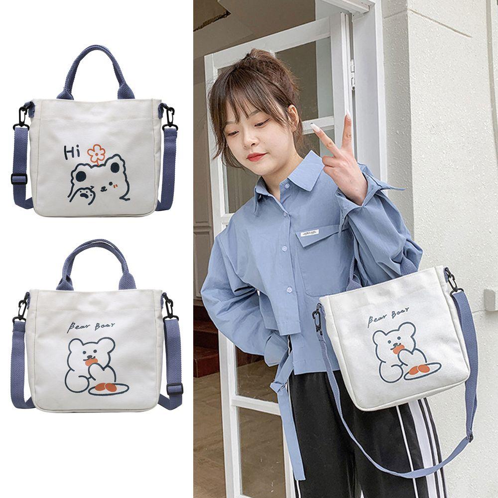 UUMIR Túi Xách Đeo Vai Vải Canvas Phối Khóa Kéo Xinh Xắn Cho Học Sinh