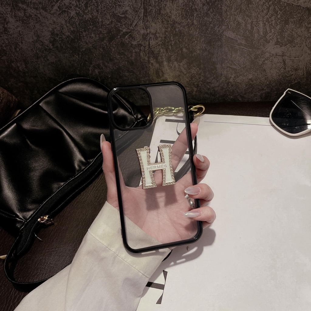 Ốp trong viền màu gắn chữ H đá nổi iphone 7plus/8plus/X/Xs/Xsmax/11/11pro/11promax/12/12pro/12promax/13/13pro/13promax