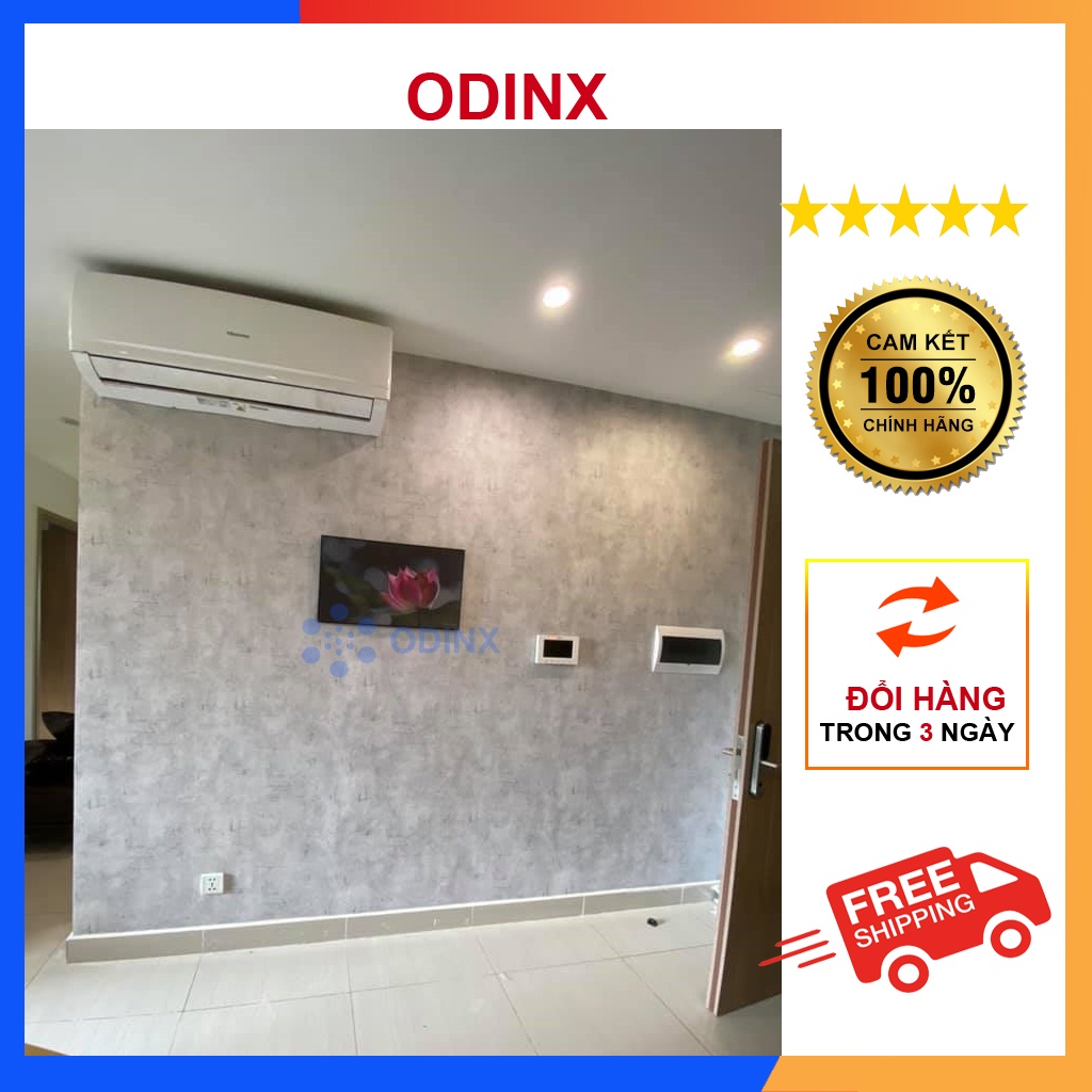 Giấy Dán Tường Giả Bê Tông Xi Măng Hàn Quốc Màu Xám Khổ Lớn 1.06m Lụa Không Keo Cuộn 16.5m2