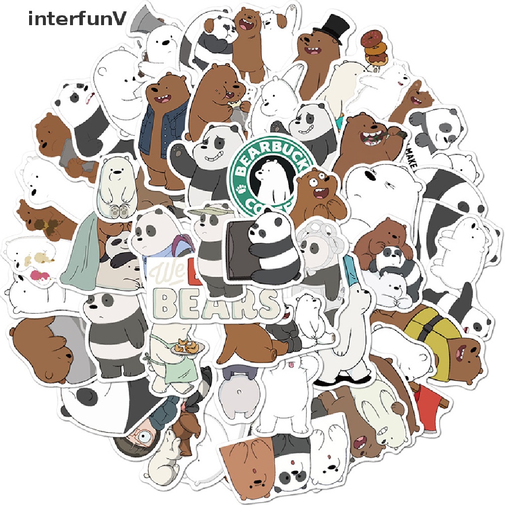 Set 50 Miếng Dán Hình Gấu Graffiti Vui Nhộn Trang Trí Laptop / Guitar / Ván Trượt / Hành Lý