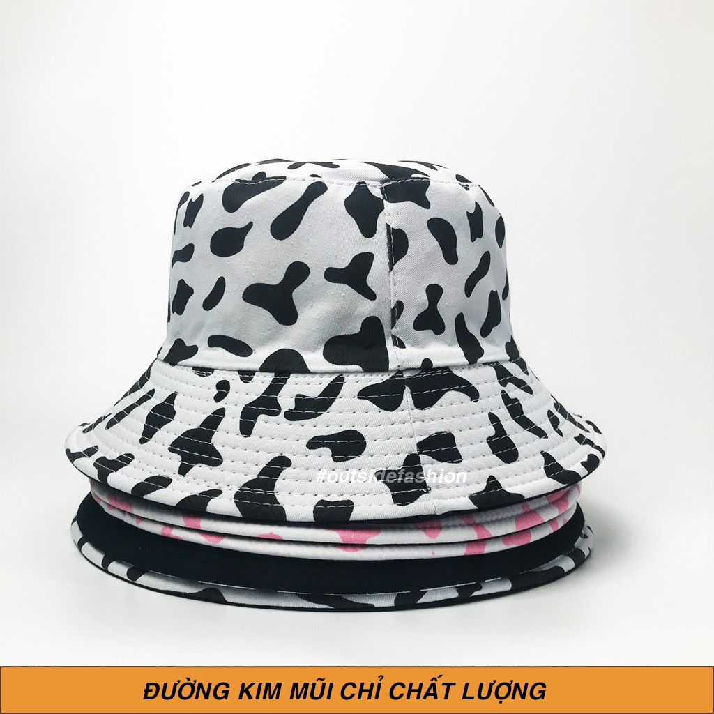 Mũ bucket bò sữa nữ nam, Nón bucket họa tiết bò sữa 2 mặt 2 màu phong cách Ulzzang form unisex Outsidestreetwear BK03