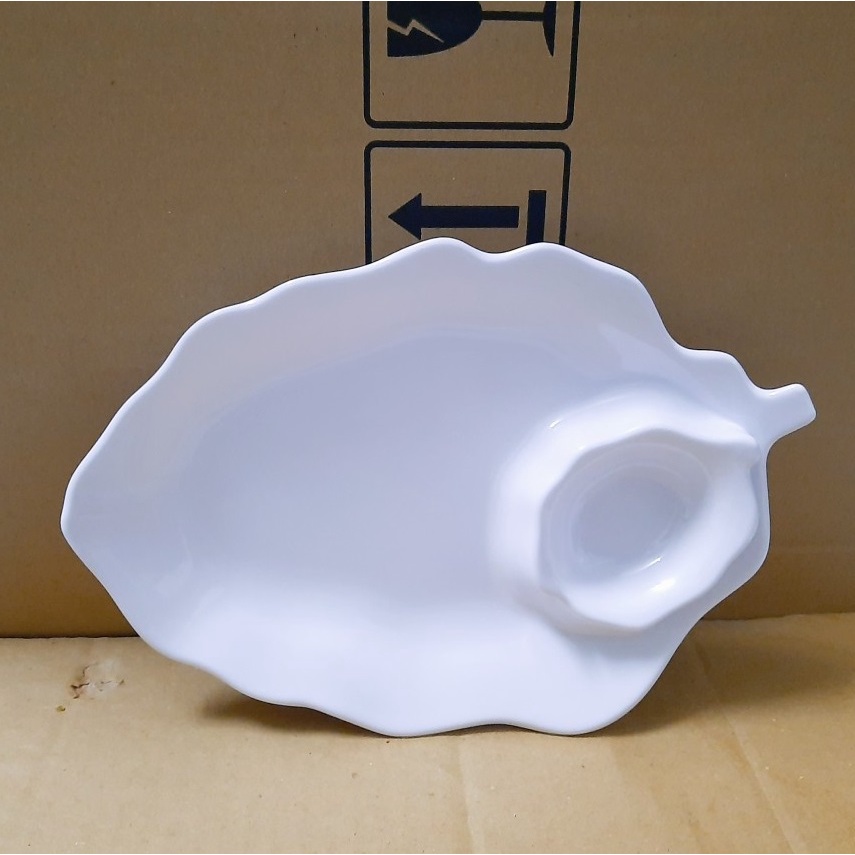 Dĩa lá 2 ngăn đựng trái cây, đồ ăn vặt nhựa Melamine nhiều màu