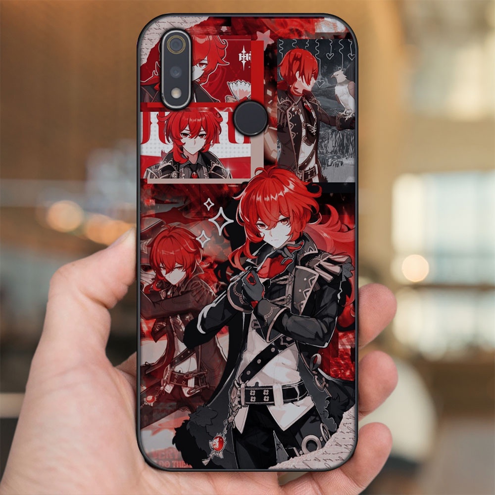 Ốp lưng Realme 3, 3 Pro viền đen in hình Diluc Genshin Impact