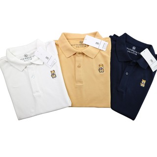 Áo thun nam có cổ ba màu cơ bản, polo nam ngắn tay cổ áo dệt len ngực in hình chú chó Hachiko