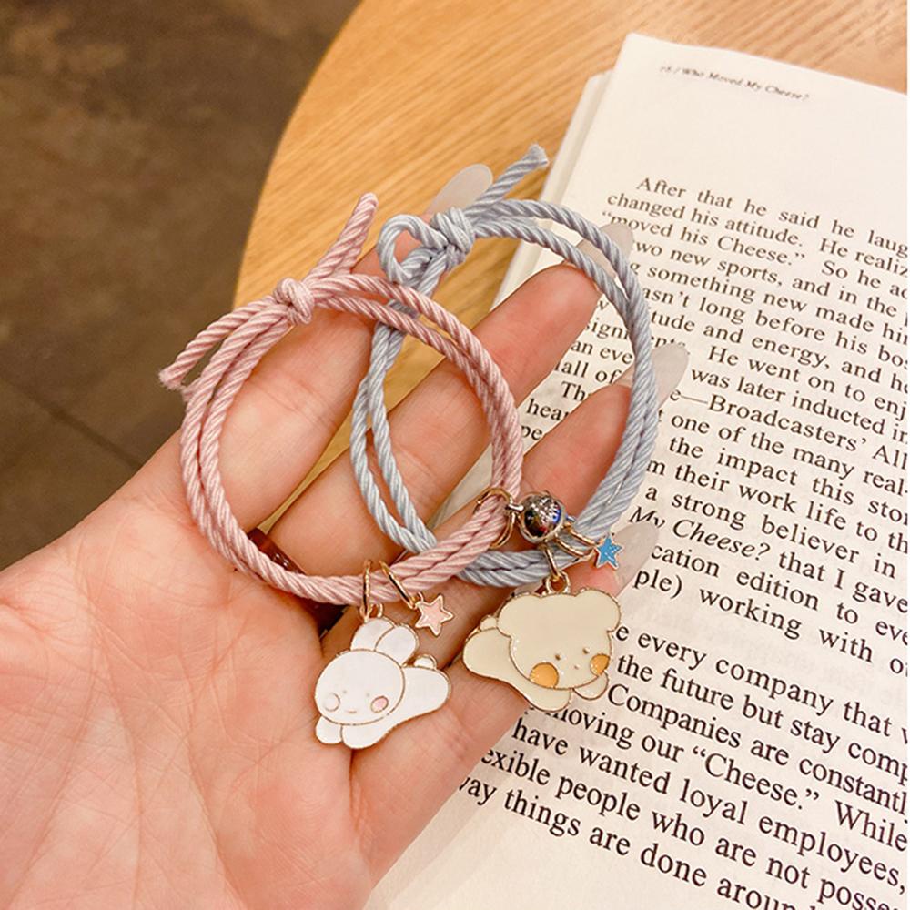 VANES1 Set 2 Vòng Tay Mặt Kim Loại Hình Chó Mèo Thời Trang Cho Cặp Đôi