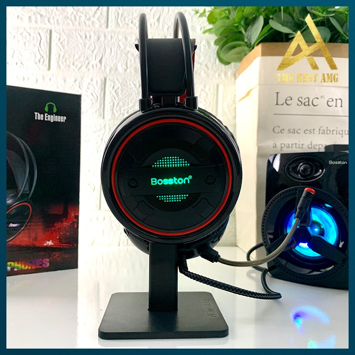 Tai Nghe Gaming Có Dây Headphone Chụp Tai BOSSTON HS-12 Đèn LED RGB - Tai Nghe Nhạc Máy Vi Tính Laptop Game Thủ Có Micro