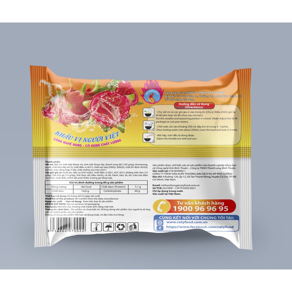 Mì Thanh Long Đỏ Caty Hải Sản Chua Cay