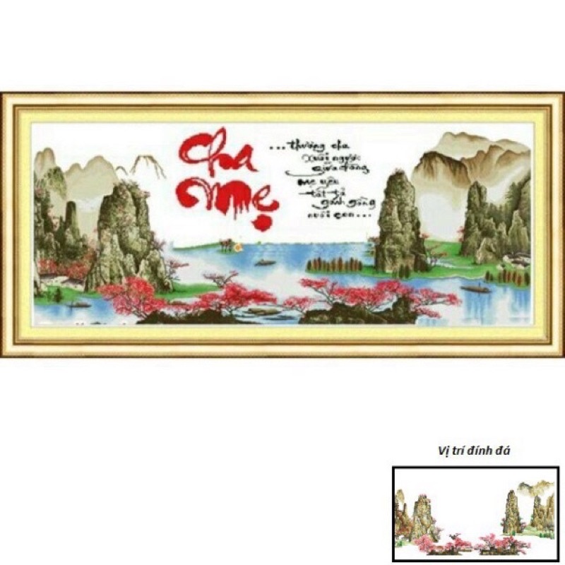 Tranh đính đá Cha Mẹ Lv426 kt 125x60cm