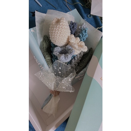 BÓ HOA LEN TONE XANH DƯƠNG HANDMADE 💙💐