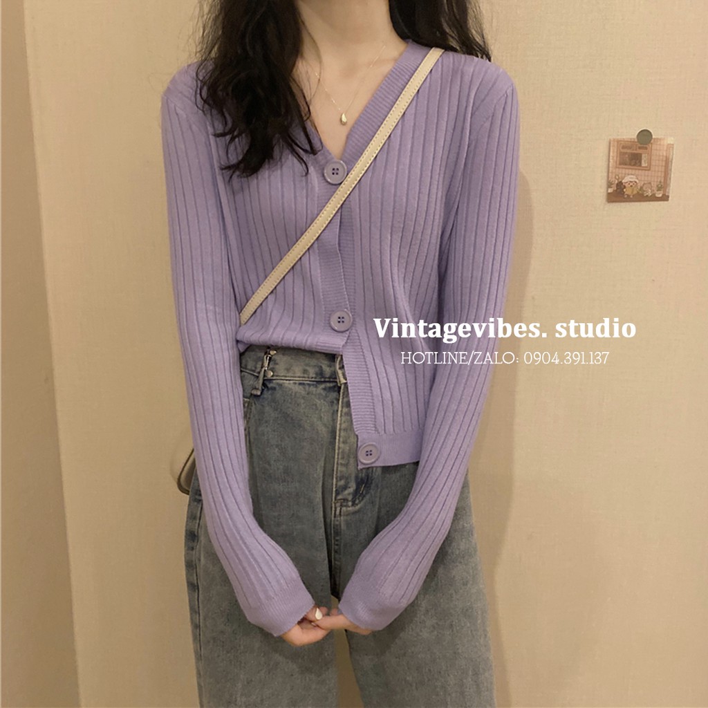 Áo cardigan len tăm khuy tròn Ulzzang (hàng QCCC) - Ảnh thật tự chụp