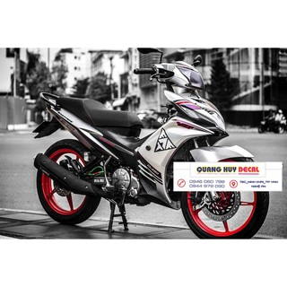 Tem xe exciter 135 trắng bạc lập thể, độ team trùm decal xe máy ex dán đời 2011-2014