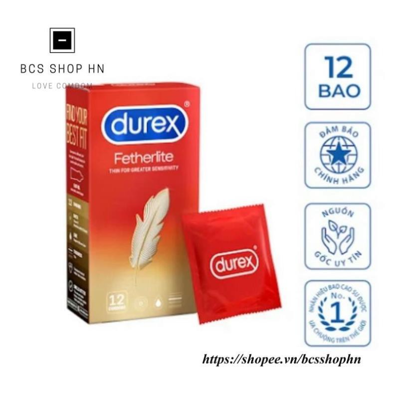 Bao cao su durex fetherlite siêu mỏng tăng cường khả năng cương cứng mang lại nhiều khoái cảm hộp 12c