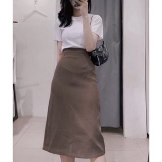 Chân váy nâu trơn dài