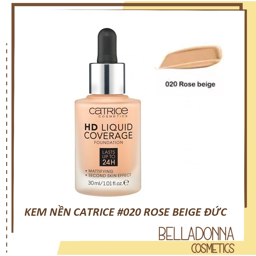 Kem Nền Che Phủ Hoàn Hảo Catrice Hd Liquid Coverage 30ml #020 Rose Beige