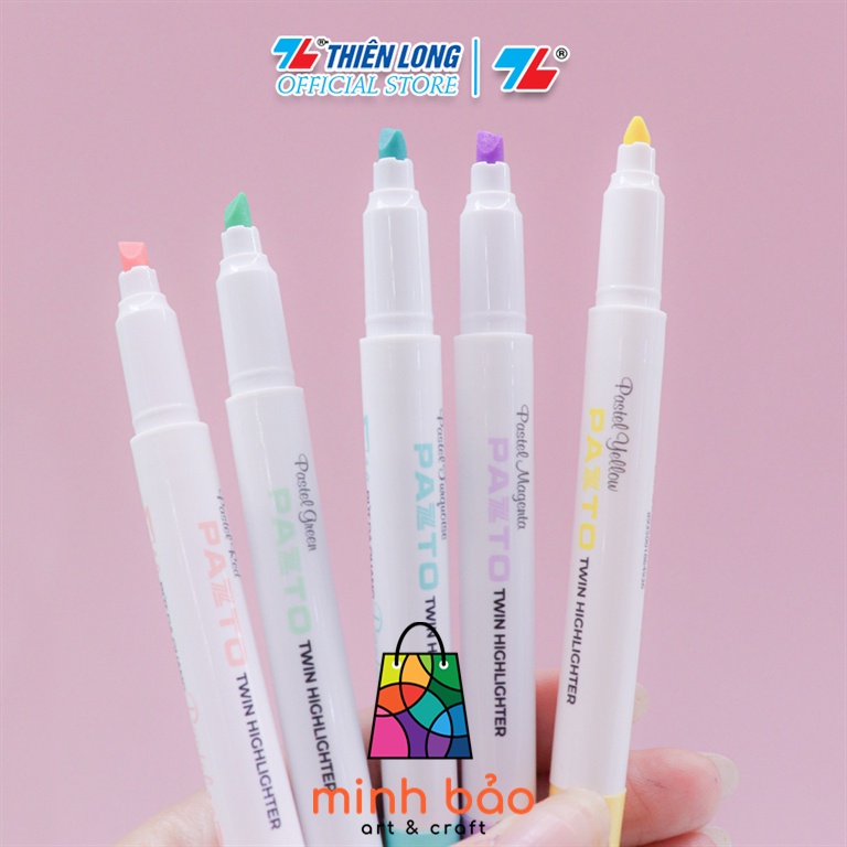 BỘ 5 BÚT DẠ QUANG MÀU PASTEL THIÊN LONG PAZTO HL-016 - BÚT DẠ QUANG RỬA ĐƯỢC - KHÔNG ĐỂ LẠI VẾT KHI PHOTOCOPY