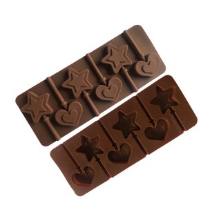 Khuôn silicone kẹo mút hình sao, hình trái tim
