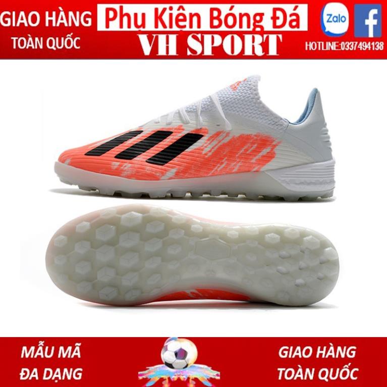 Giày đá bóng sân cỏ nhân tạo giá rẻ Adidas X 19.1 TF Trắng Cam LO()1 ))