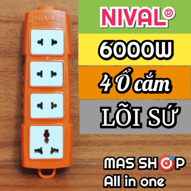 [N461] Ổ cắm không dây chịu tải cao 6000W NIVAL  Lõi sứ, vỏ ngoài dày siêu bền