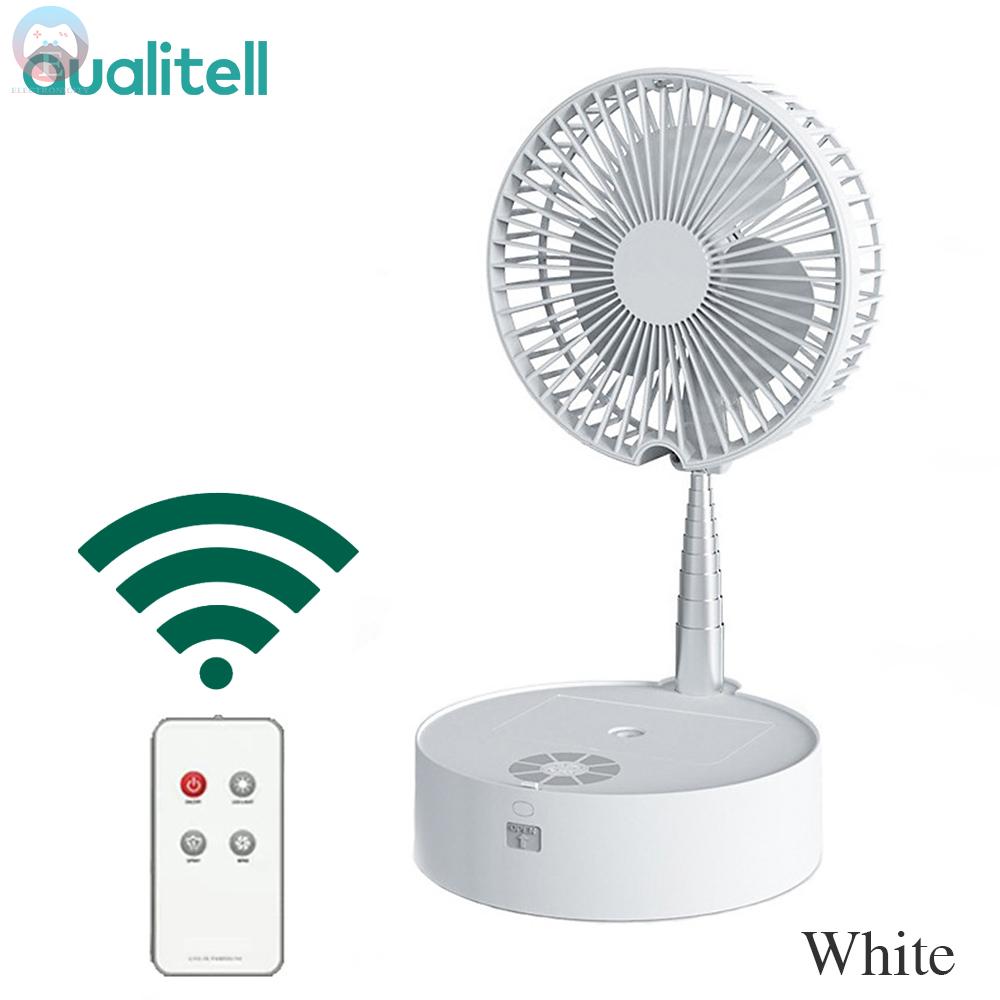 Ê Qualitell Stand Fan Folding 8” Portable Telescopic Floor/Desk Fan Pedestal Stand Up Fan w/3-Speed/Adjustable Height/Humidifer/7200mAh/Remote Control/Night Light for Courtyard Home Camping Office