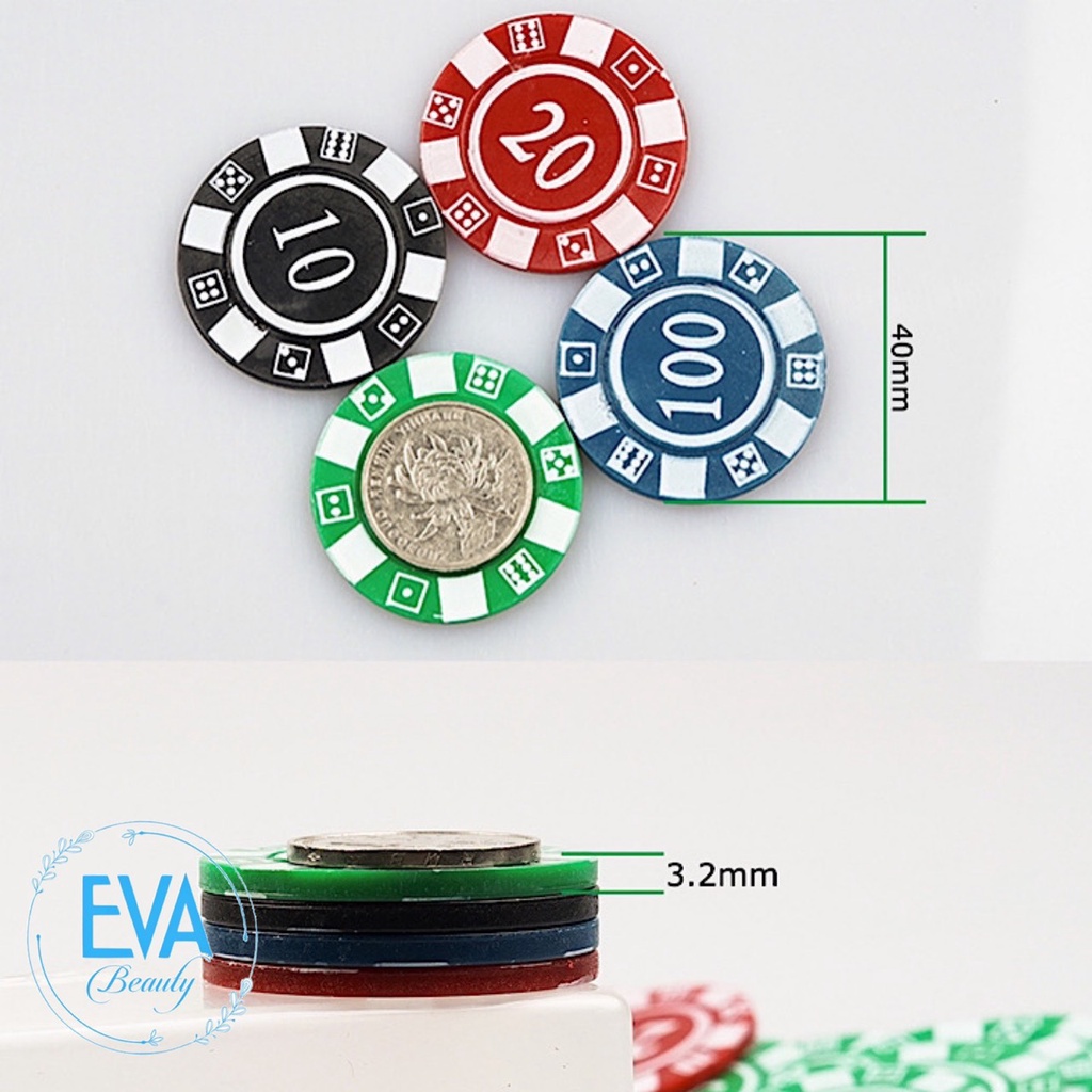 Bộ Đồ Chơi 80 Đồng Xu Nhựa Chip Poker Số Viền Hoa Văn Nhiều Màu Cao Cấp M571