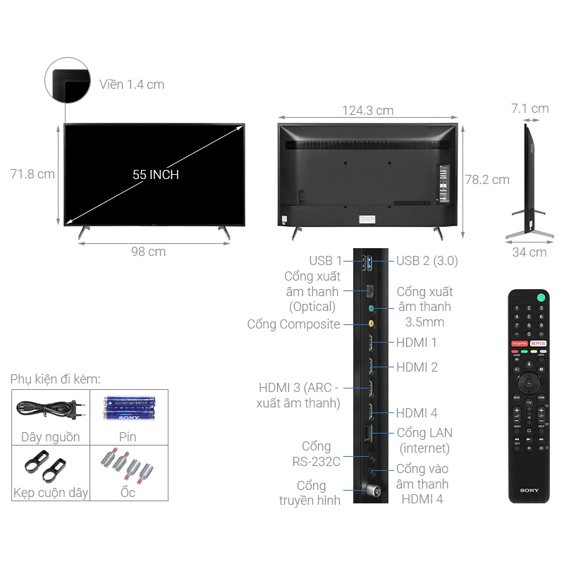 Android Tivi Sony 4K 55 inch KD-55X8000H | BigBuy360 - bigbuy360.vn