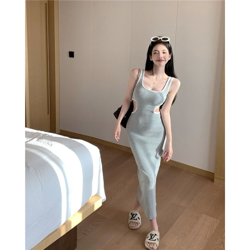 COZOK Đầm Sát Nách Cổ Vuông Quyến Rũ Hợp Thời Trang