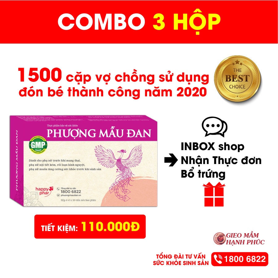 COMBO 3 HỘP PHƯỢNG MẪU ĐAN 40 viên TIẾT KIỆM 110K điều hòa kinh nguyệt, bổ trứng, dày niêm mạc, tăng khả năng thụ thai