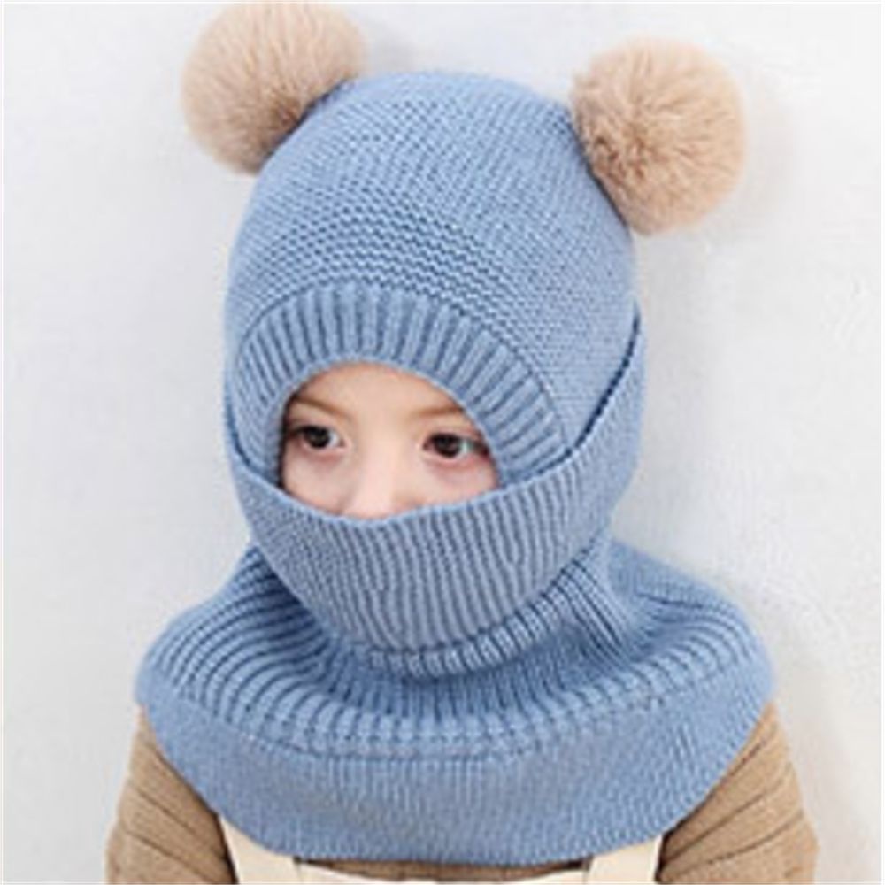 Mũ Trùm Đầu Dệt Kim Mềm Mại Chống Gió Cho Bé
