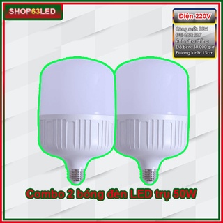 Combo 2 bóng đèn trụ tròn khổng lồ 50W - ánh sáng trắng (bóng cực lớn - đường kính 13.5cm - bảo hành 1 năm)