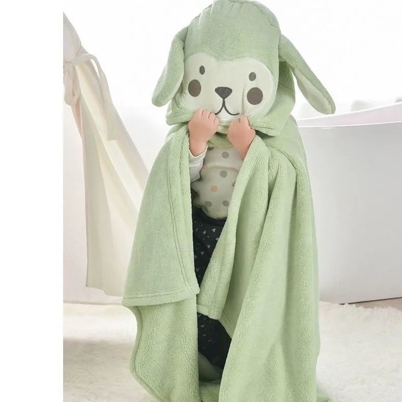 Khăn Choàng Tắm Vải Cotton Lông Cừu San Hô Mềm Mại Thấm Hút Tốt Dành Cho Bé Sơ Sinh