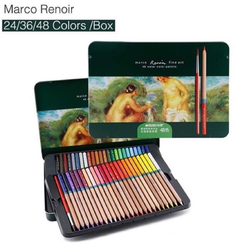 [KC-Art-Shop] BỘ CHÌ TÔ MÀU NƯỚC CAO CẤP MARCO RENOIR 3120 (HỘP THIẾC 36/48)