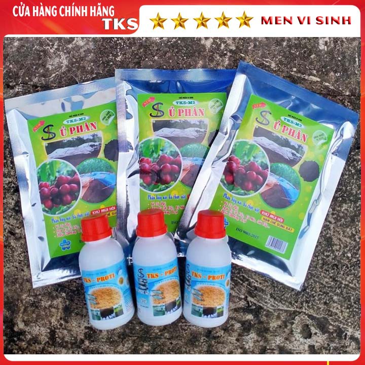 [COMBO] Men Vi Sinh PROTI+TKS-M2: Ủ Phân Cá, Bánh Dầu Làm Phân Hữu Cơ - Tách Chiết Protein, Khử Mùi Nhanh