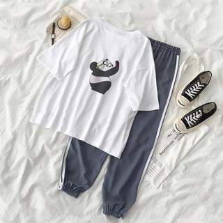 Bộ Jogger Line Phối Thun Unisex Panda S41