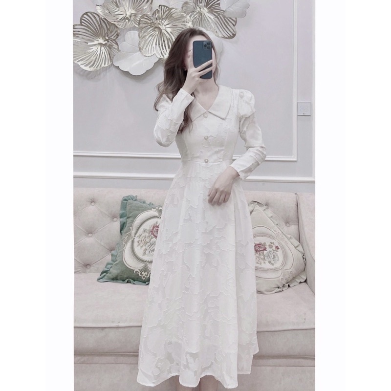 💥sỉ💥 VÁY TƠ NỔI PHỐI CỔ CÚC NGỌC 🌷