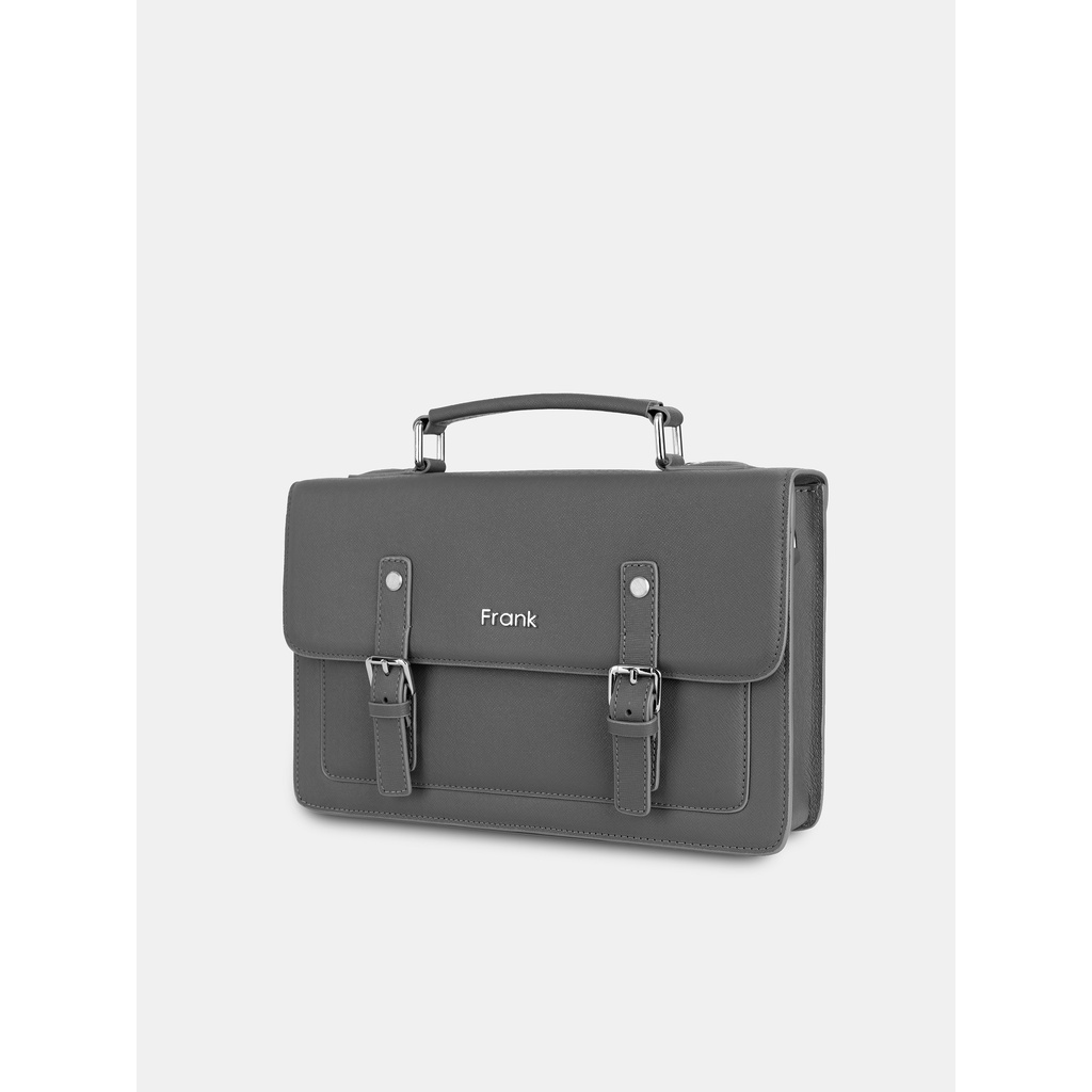 Cặp Đeo Chéo Nam Da Bò Taiga Cao Cấp FRANK Calvin Messenger Bag, Túi Nam Sang Trọng Tiện Dụng-Màu Xám