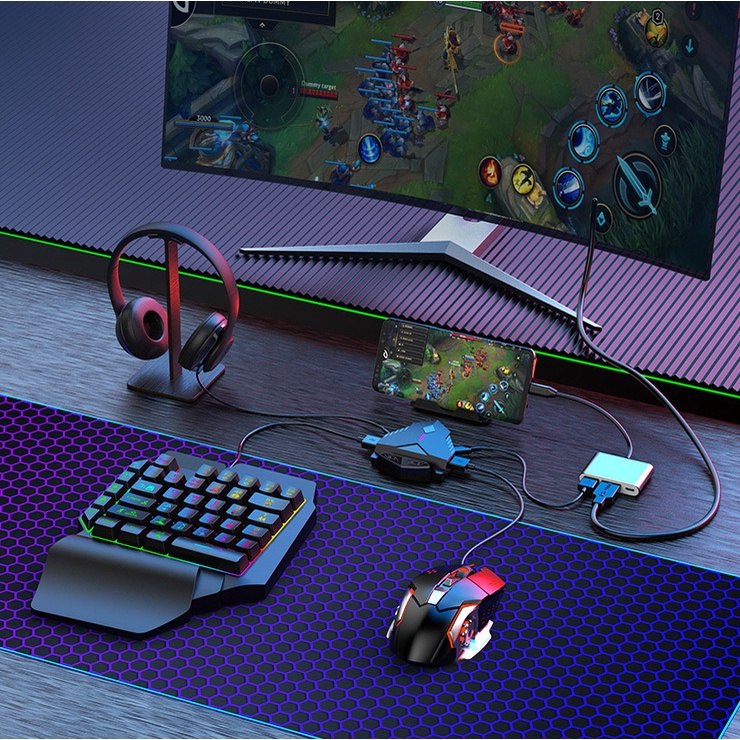 Bộ chuyển đổi chơi game Lingzha 2 Pro kết nối dây cực mượt hỗ trợ ghìm tâm AI chơi PUBG, Free Fire, CODM
